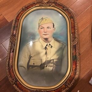 Vintage Military Portrait in Ornate Frame